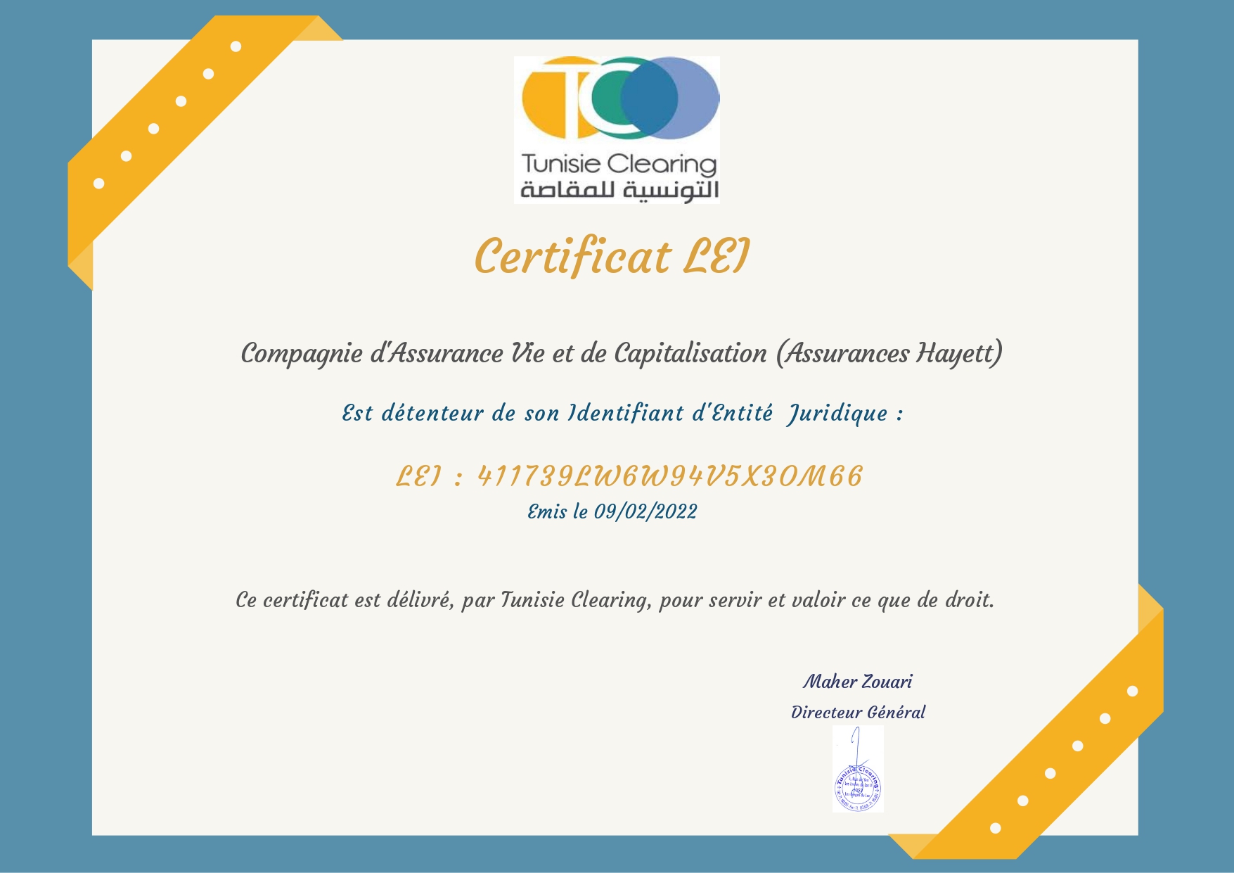 certificat hayett